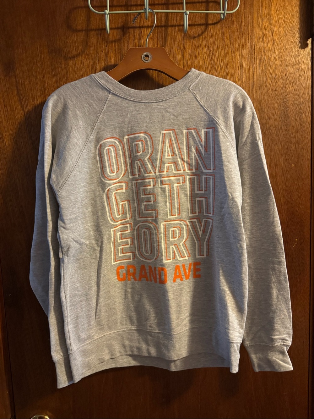 Orangetheory Heather Gray Crewneck with Orangetheory Grand Ave Logo